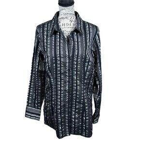 MKM Designs Black Button-Down with Silver Stripe Accents